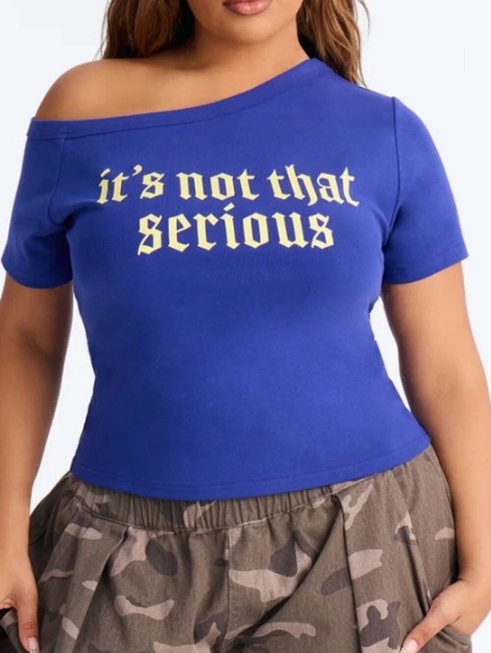 NEW "It's Not That Serious" Off Shoulder Blue Top Size 2x(20)